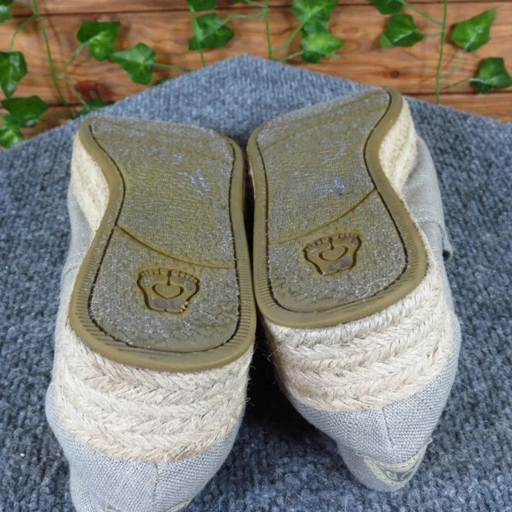 Skechers BOBS Highlights High Jinx Women's Espadrille Wedge Size 8.5 Gray Canvas
